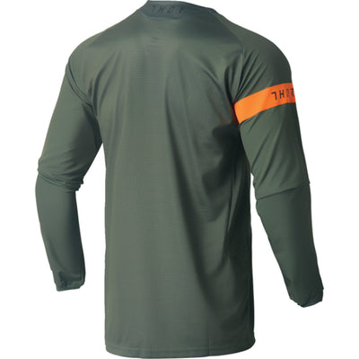 THOR Range Jersey Army Green/Orange - Rear View