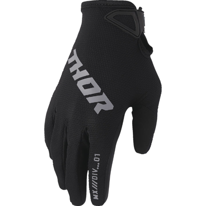 THOR RIDEMODE Static Gloves Black - Back of Hand View