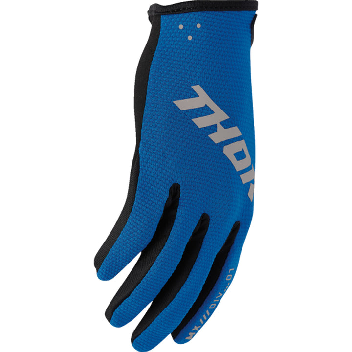 THOR RIDEMODE Static Gloves Blue - Side Back of Hand View