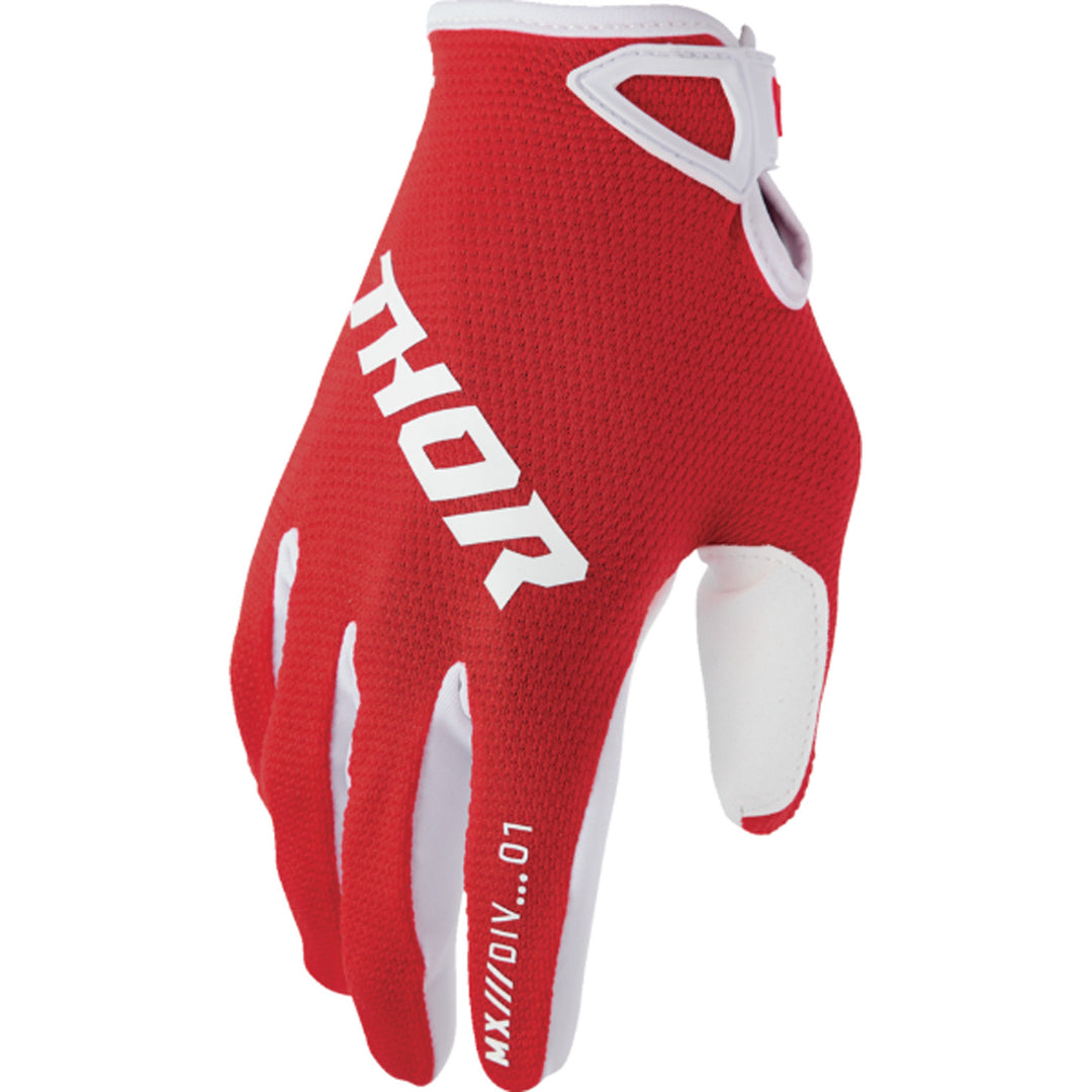 THOR RIDEMODE Static Gloves Red - Back of Hand View