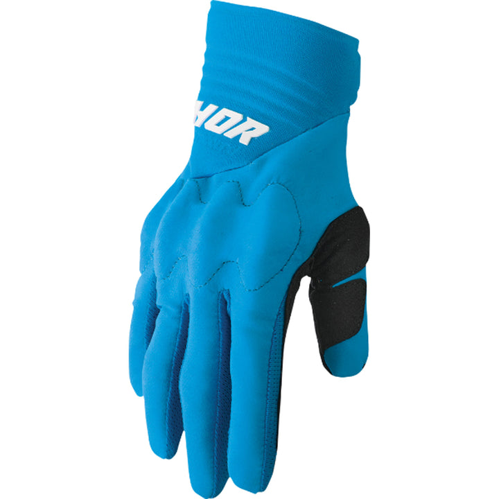 THOR Rebound Gloves Blue/White - Thumb Side Back of Hand View
