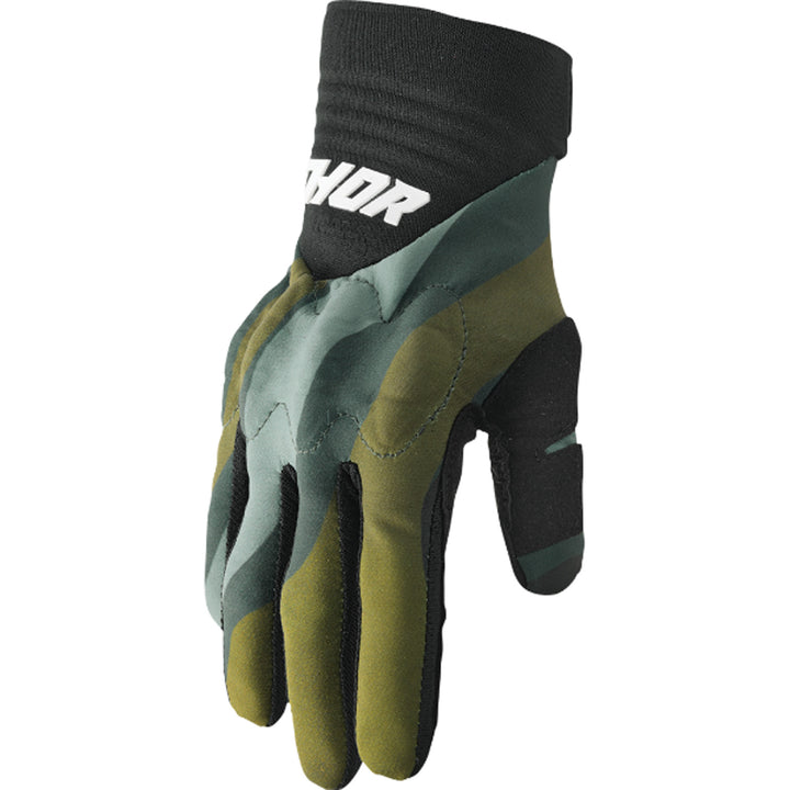 THOR Rebound Gloves Camo/Black - Thumb Side Back of Hand View