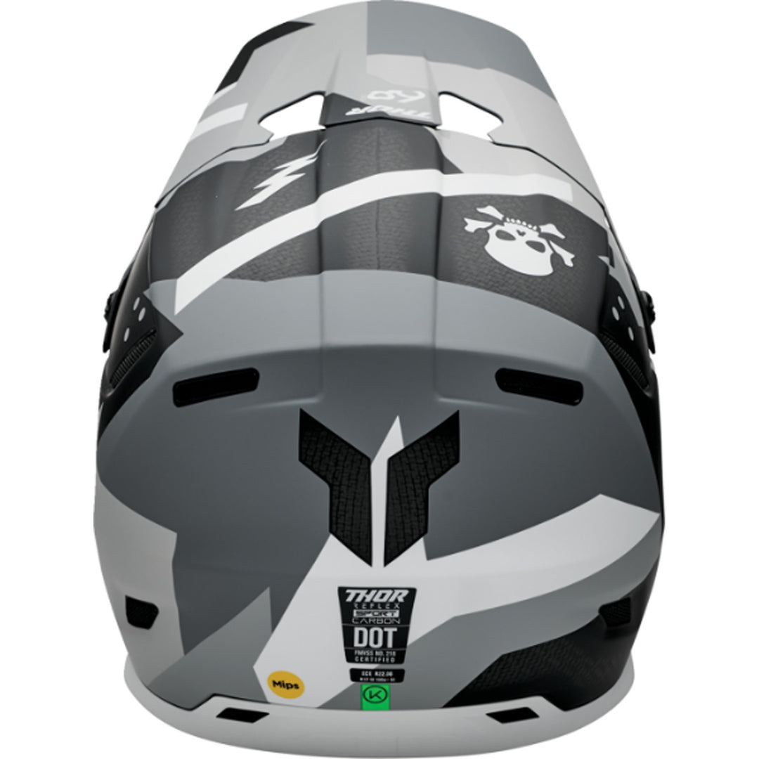 THOR Reflex Sport MIPS Carbon Brave Helmet Gray/White - Rear View