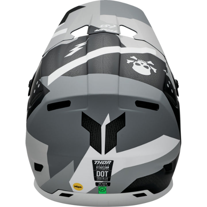 THOR Reflex Sport MIPS Carbon Brave Helmet Gray/White - Rear View