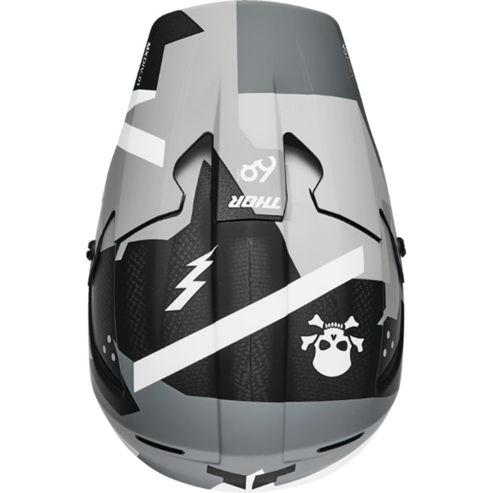 THOR Reflex Sport MIPS Carbon Brave Helmet Gray/White - Top Down View