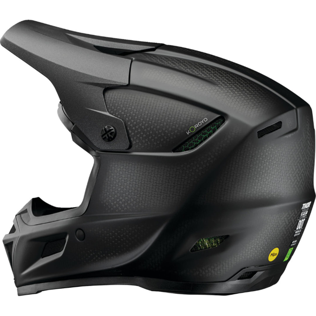 THOR Reflex Sport MIPS Carbon Stealth Helmet Black - Rear Side View