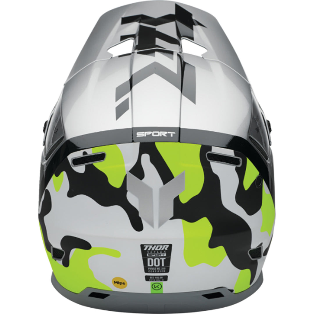 THOR Reflex Sport MIPS Riot Helmet Gray/Acid - Rear View