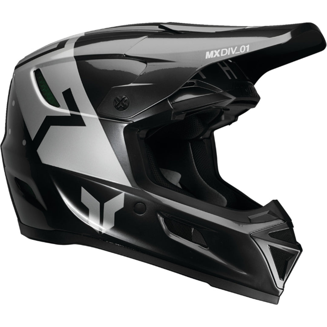 THOR Reflex Sport MIPS Rogue Helmet Charcoal/Silver - Front Side View