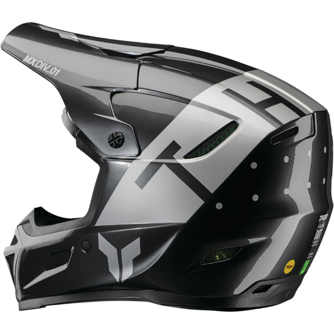 THOR Reflex Sport MIPS Rogue Helmet Charcoal/Silver - Rear Side View