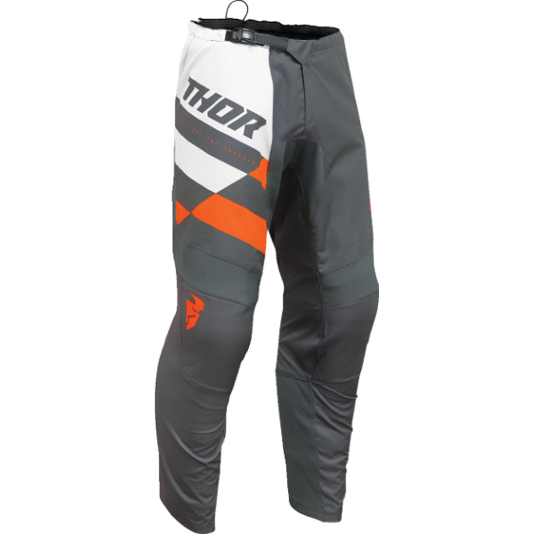 THOR Sector Checker Pants Charcoal/Orange - Front View
