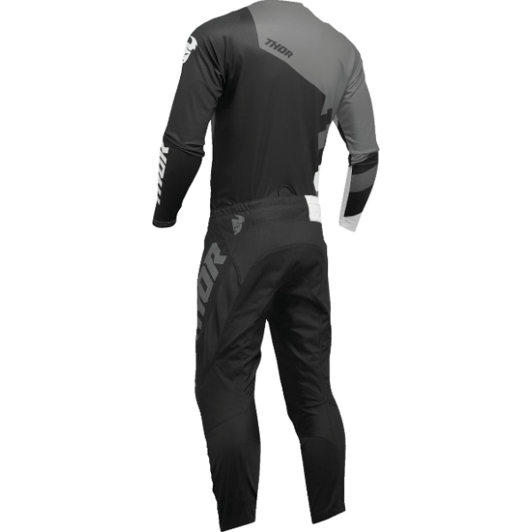 THOR Sector Checker Jersey Black/Gray - Rear View with Pants