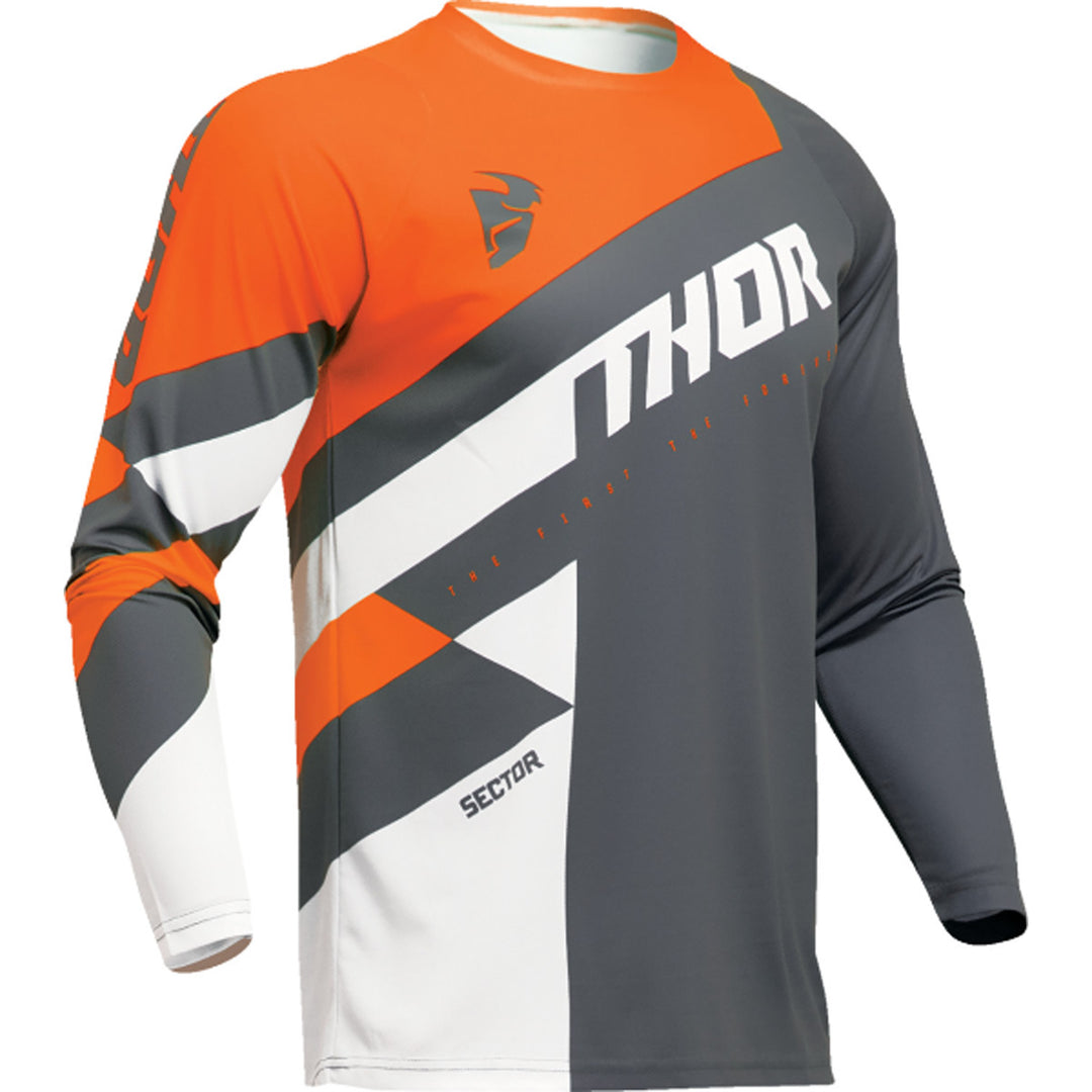THOR Sector Checker Jersey Charcoal/Orange - Front View