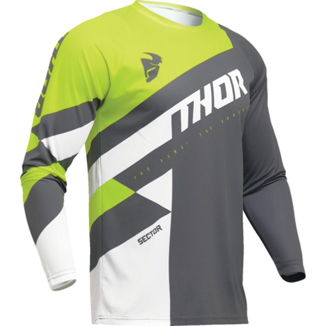 THOR Sector Checker Jersey Gray/Acid - Front View