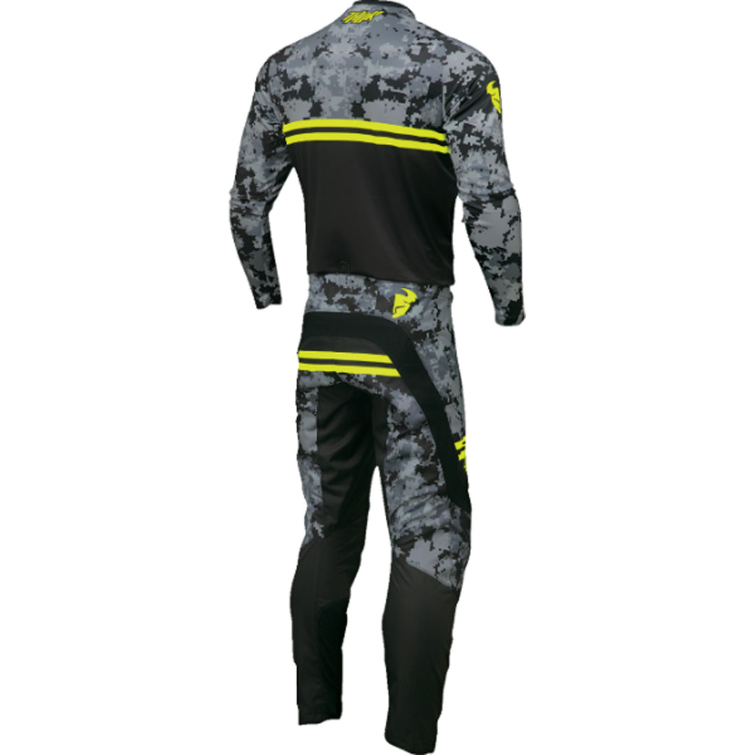 THOR Sector DIGI Jersey Black/Camo - Rear View with Pants