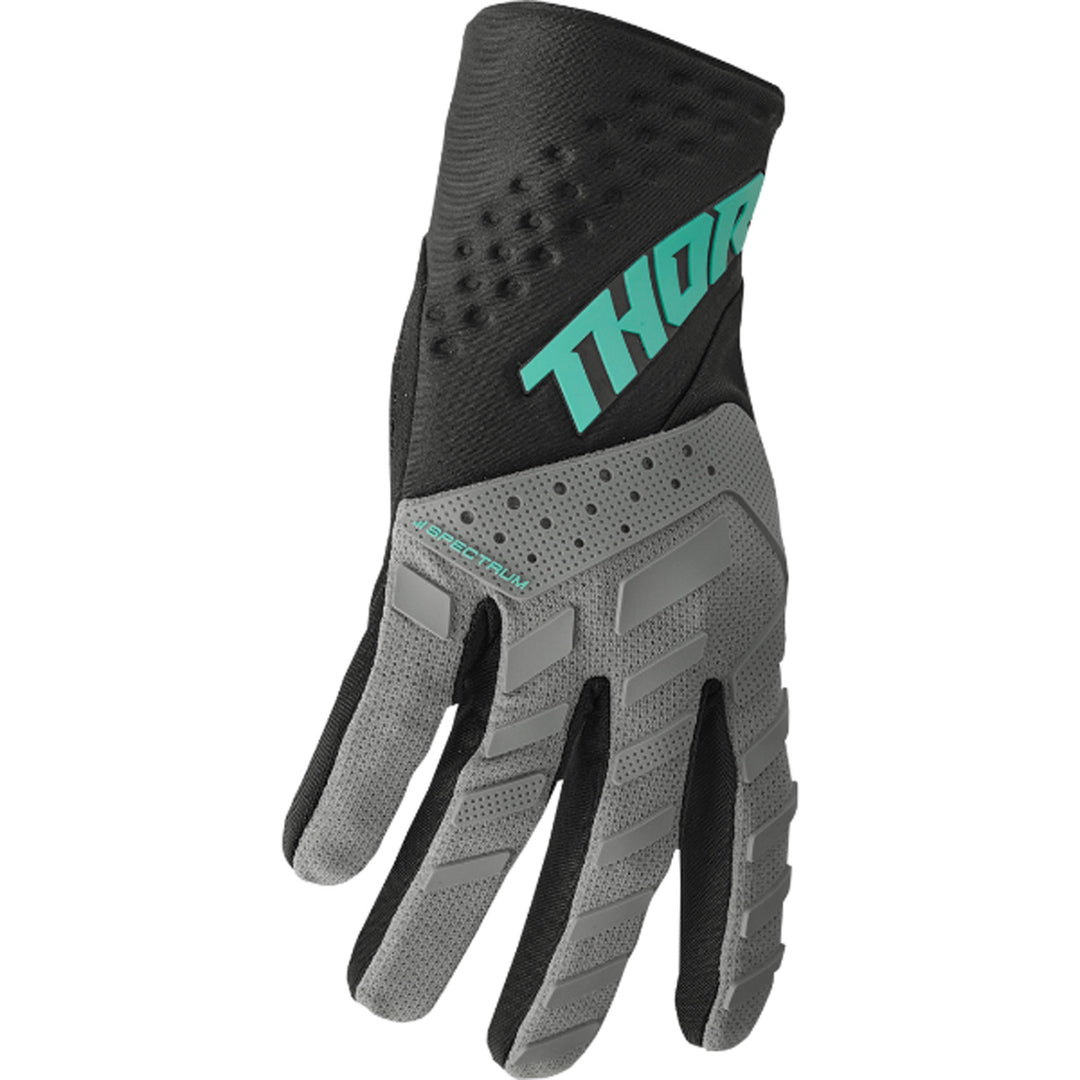 THOR Spectrum Gloves Gray/Black/Mint - Side Back of Hand View