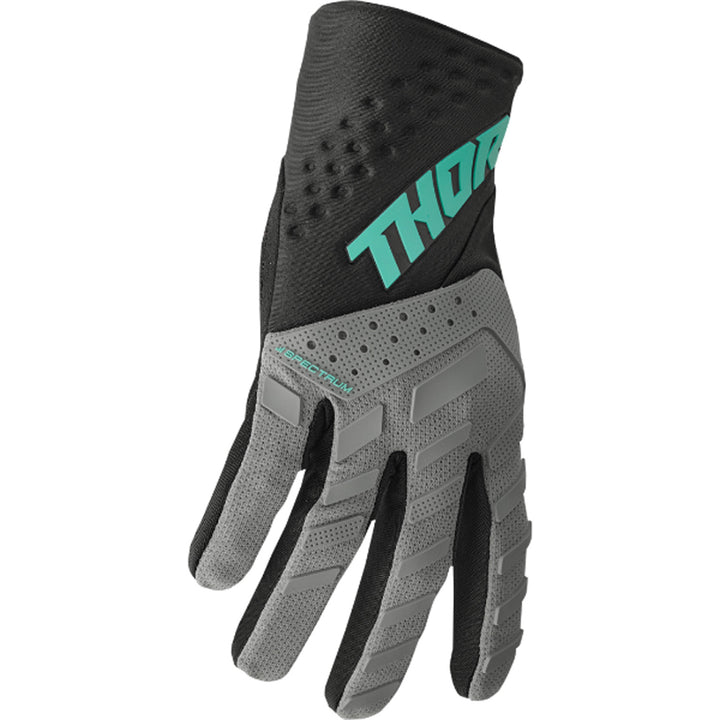 THOR Spectrum Gloves Gray/Black/Mint - Side Back of Hand View