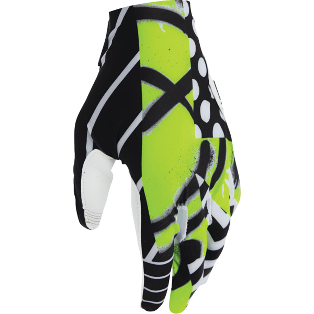 THOR SPORTMODE Anarchy Gloves Black/White - Angled Back of Hand View from Thumb Side