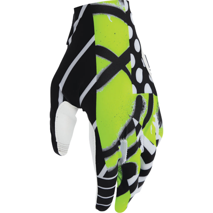 THOR SPORTMODE Anarchy Gloves Black/White - Angled Back of Hand View from Thumb Side