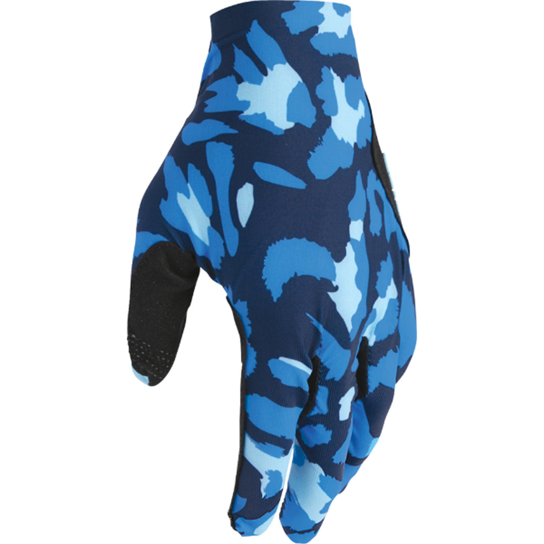 THOR SPORTMODE Cheetah Gloves Midnight/Blue - Angled Back of Hand View from Thumb Side