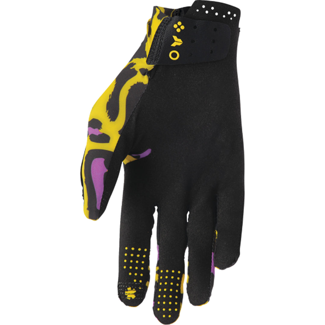 THOR SPORTMODE Cheetah Gloves Yellow/Purple - Palm View