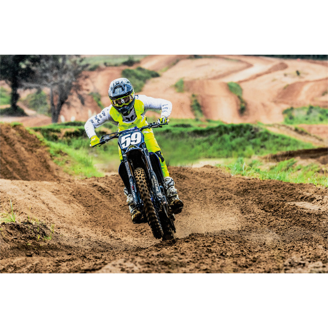 THOR SPORTMODE Riot Jersey White/Acid - Lifestyle of Rider Wearing Jersey on Dirt Bike