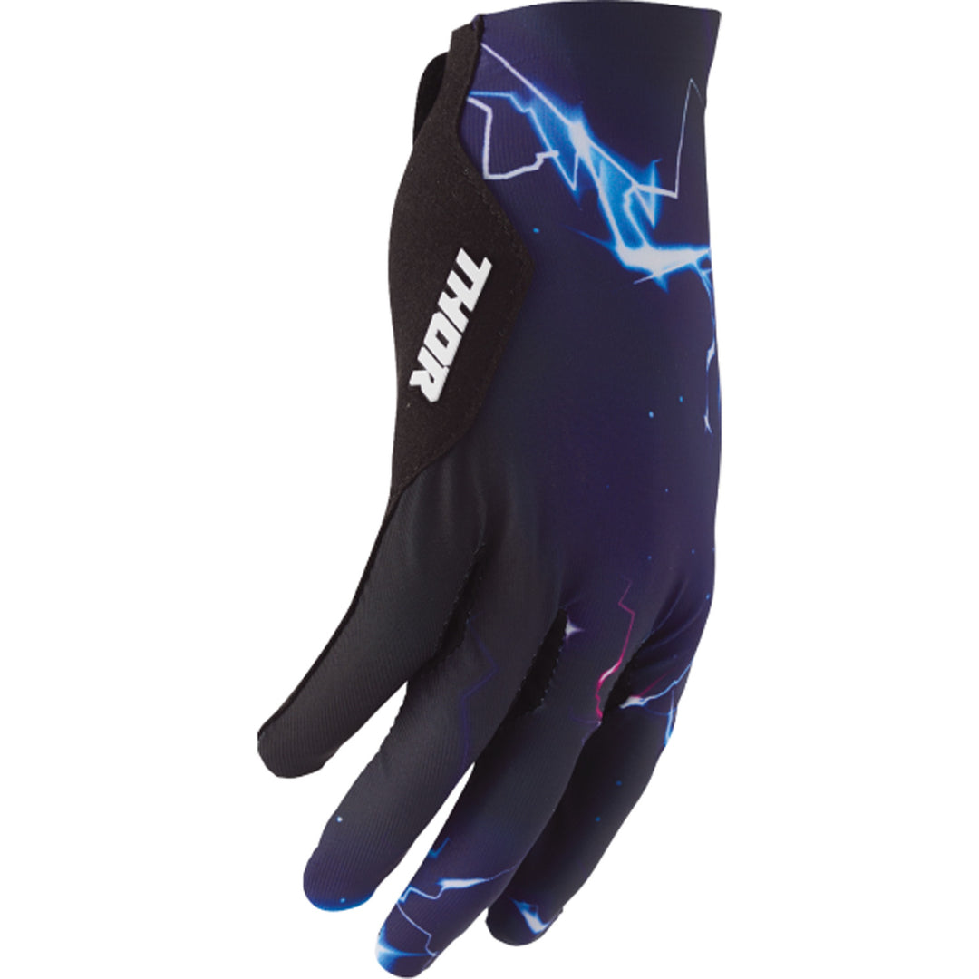 THOR SPORTMODE Surge Gloves Black/Blue - Angled Back of Hand View from Pinky Side