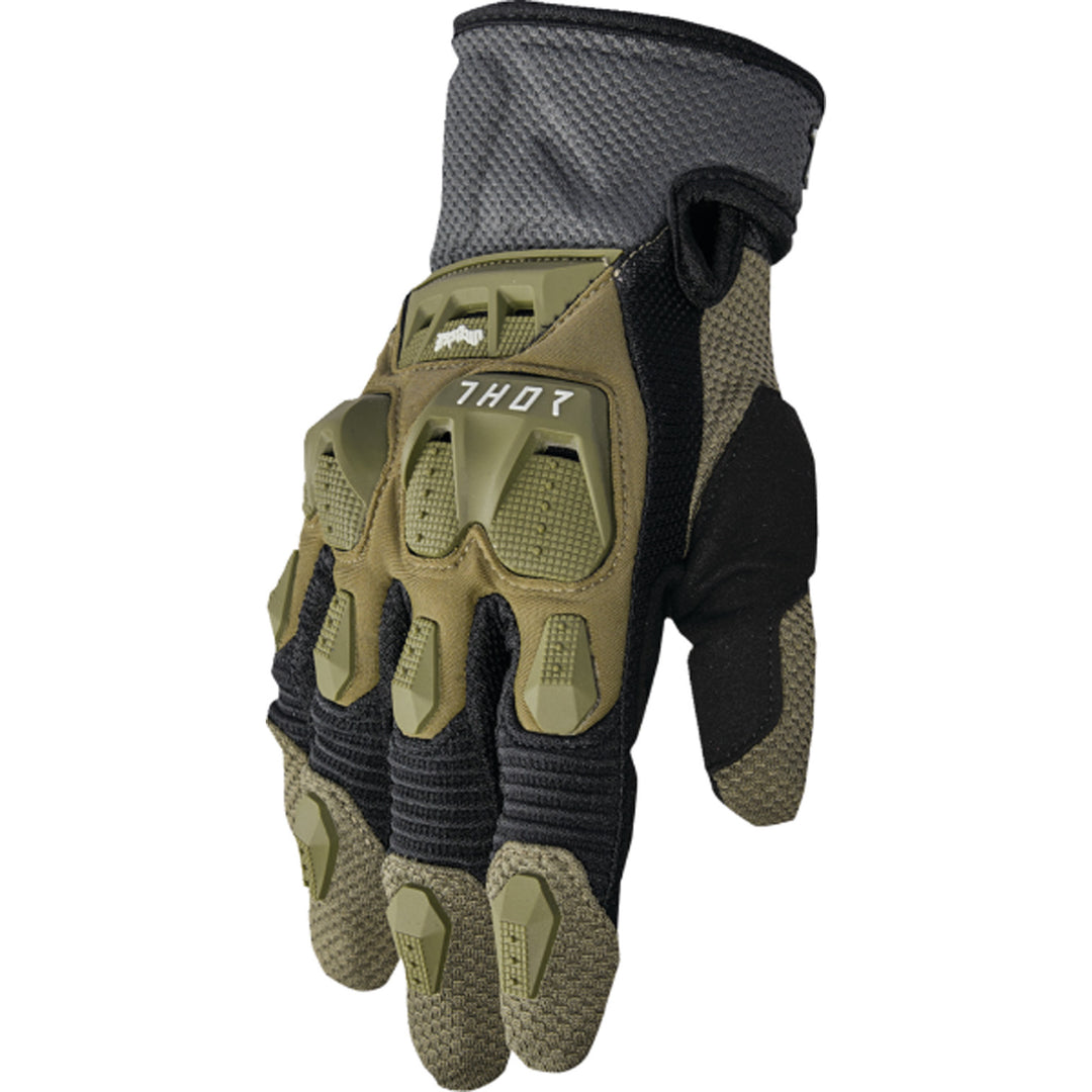 THOR Terrain Gloves Army/Charcoal - Back of Hand View