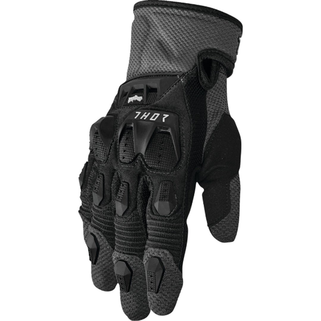THOR Terrain Gloves Black/Charcoal - Back of Hand View