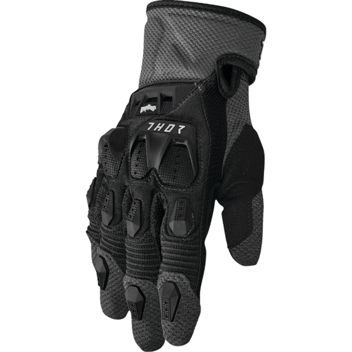THOR Terrain Gloves Black/Charcoal - Back of Hand View