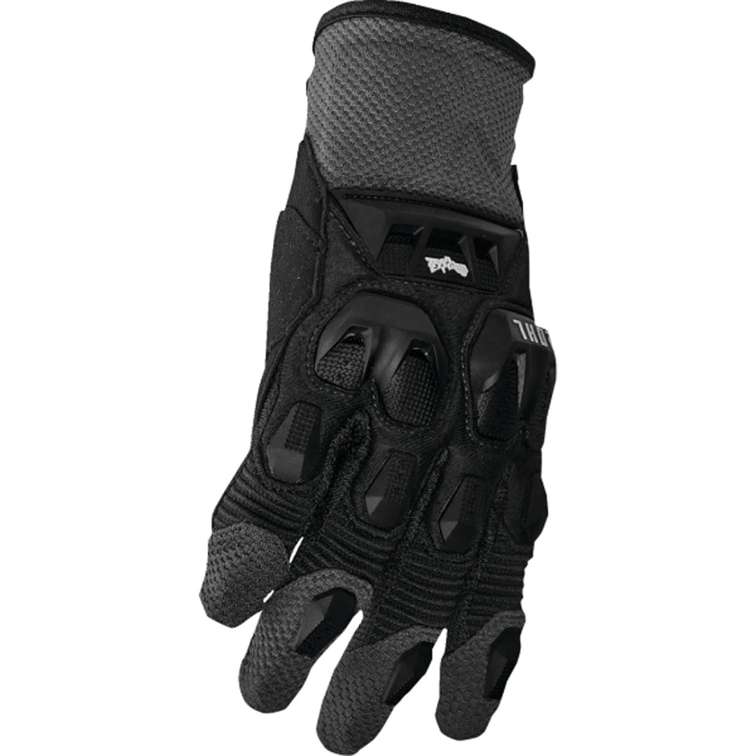 THOR Terrain Gloves Black/Charcoal - Side Back of Hand View