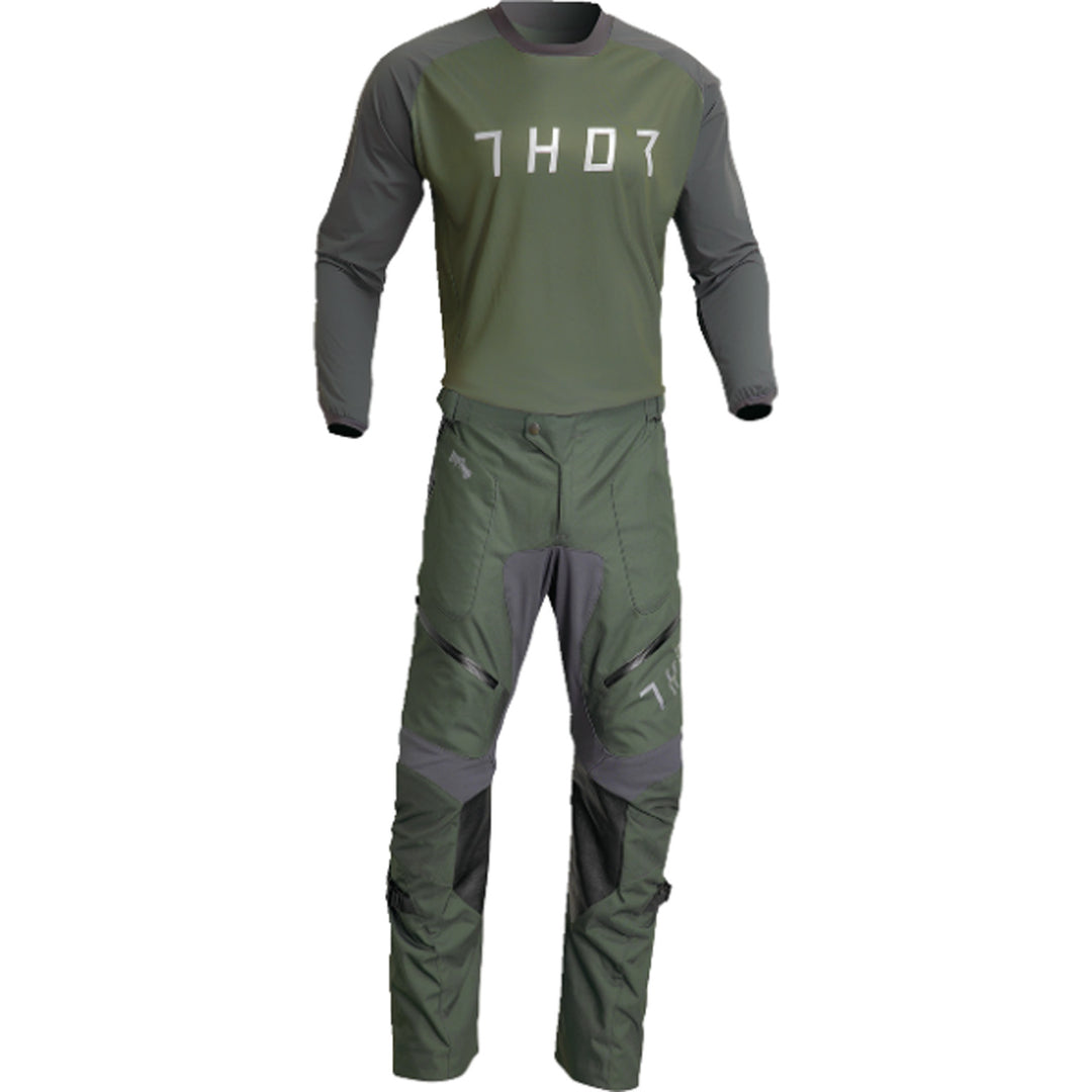 THOR Terrain Jersey Army/Charcoal - Front View with Pants
