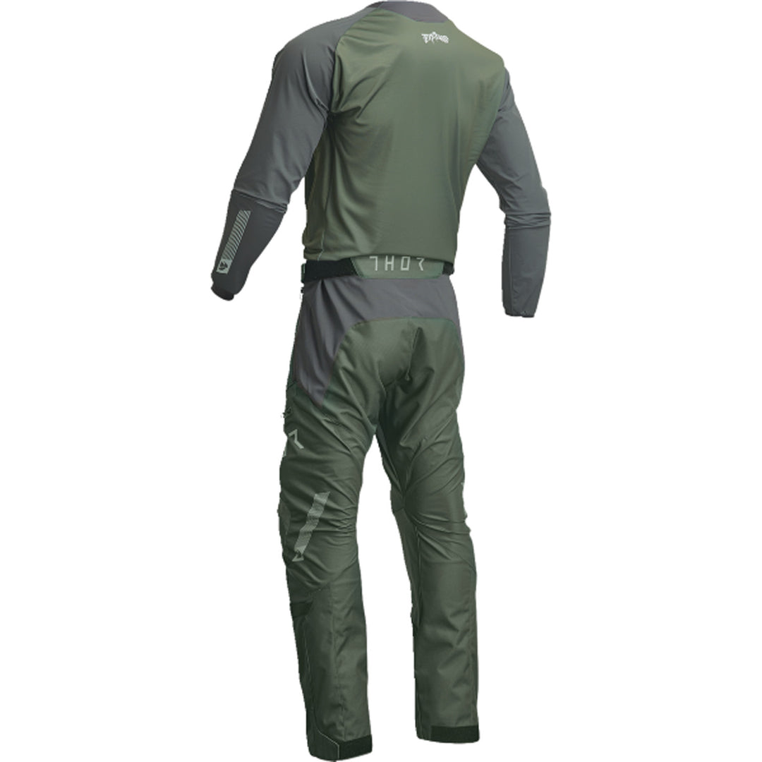THOR Terrain Jersey Army/Charcoal - Rear View with Pants
