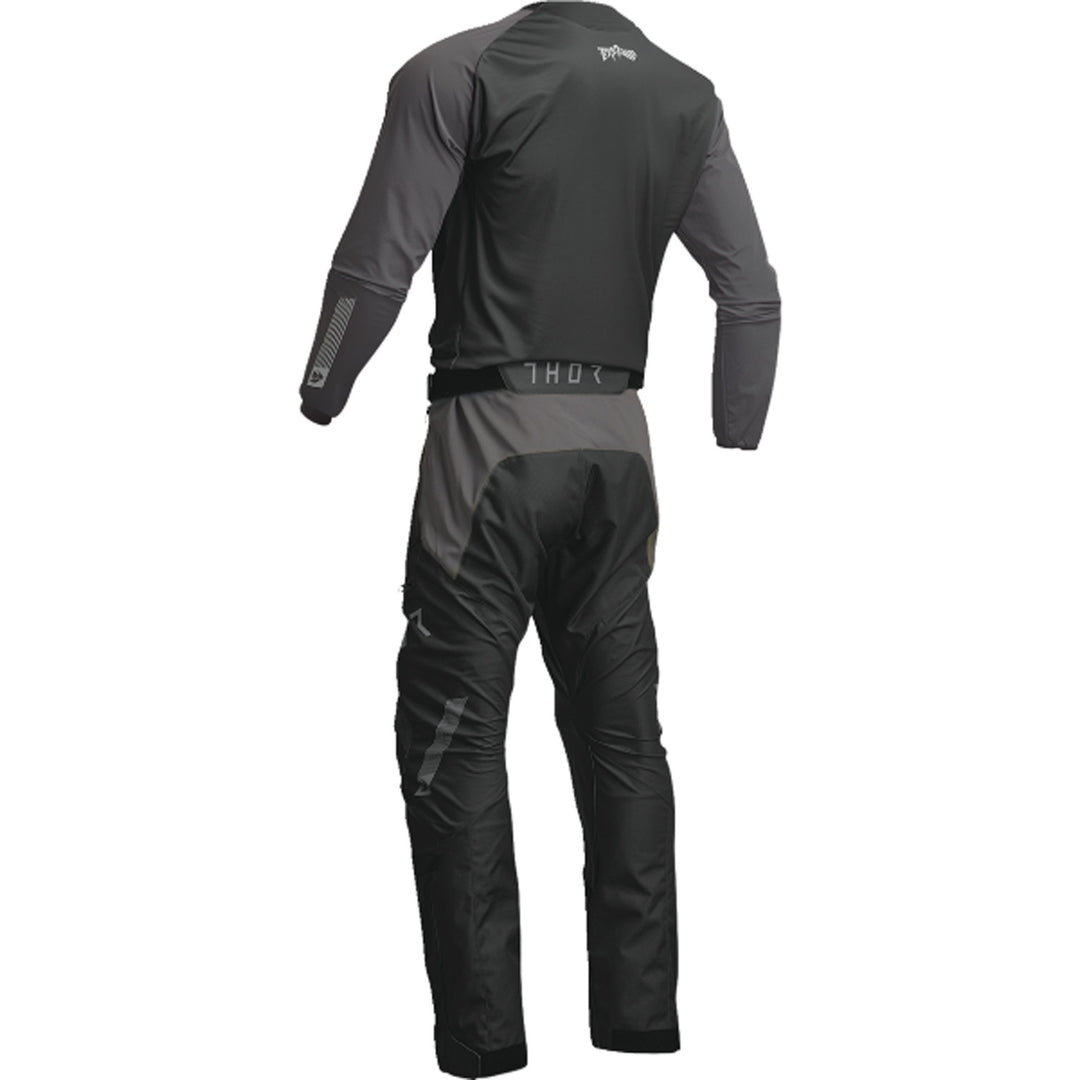 THOR Terrain Jersey Black/Charcoal - Rear View with Pants