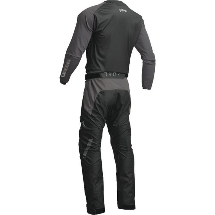 THOR Terrain Jersey Black/Charcoal - Rear View with Pants