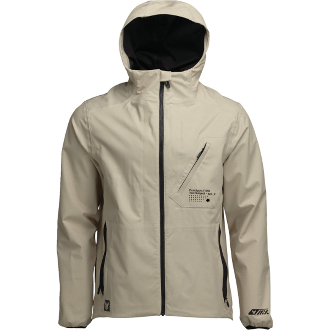 THOR Unit Light Shell Jacket Sand - Front View with Hood Up