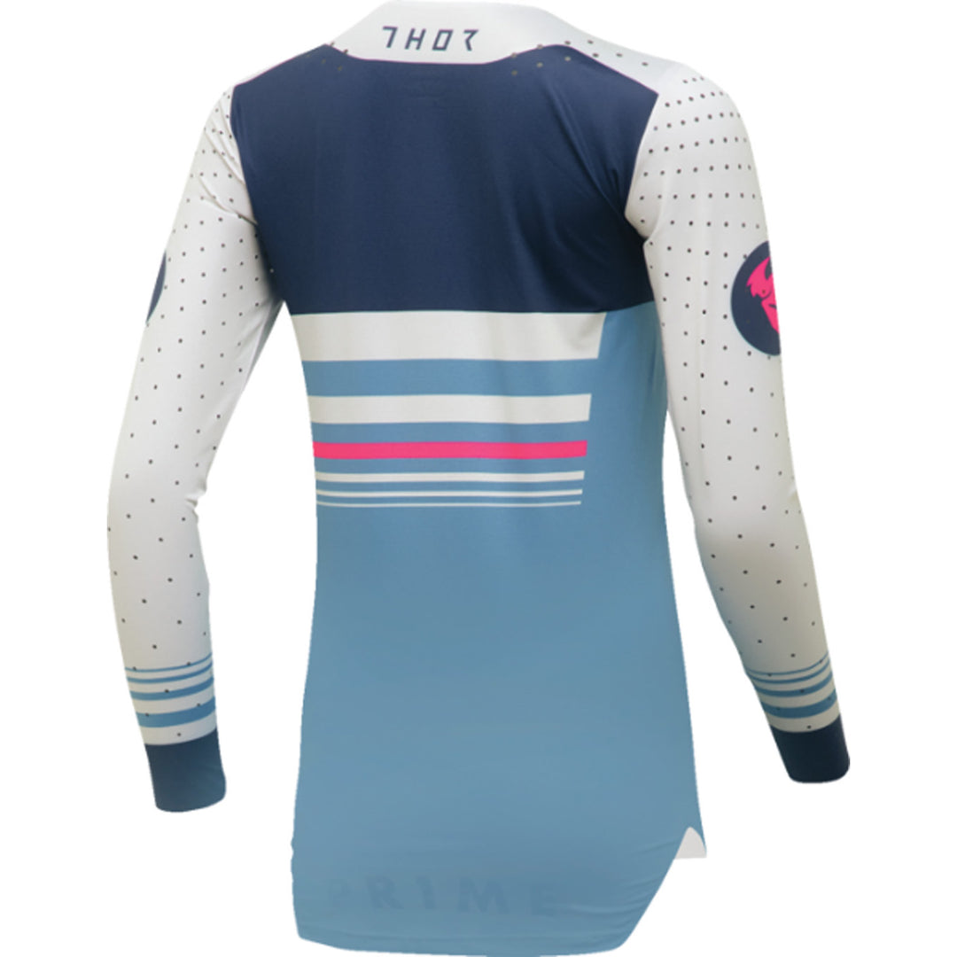 THOR Women's Prime Blaze Jersey Blue Steel/Vintage White - Rear View