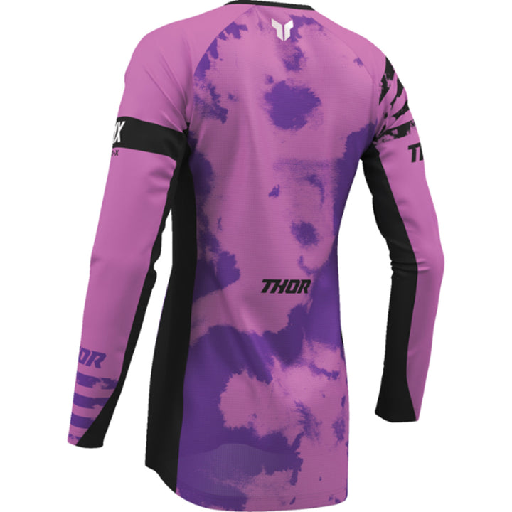 THOR Women's LAUNCHMODE Bleach Jersey Black/Orchid - Rear Left Side View