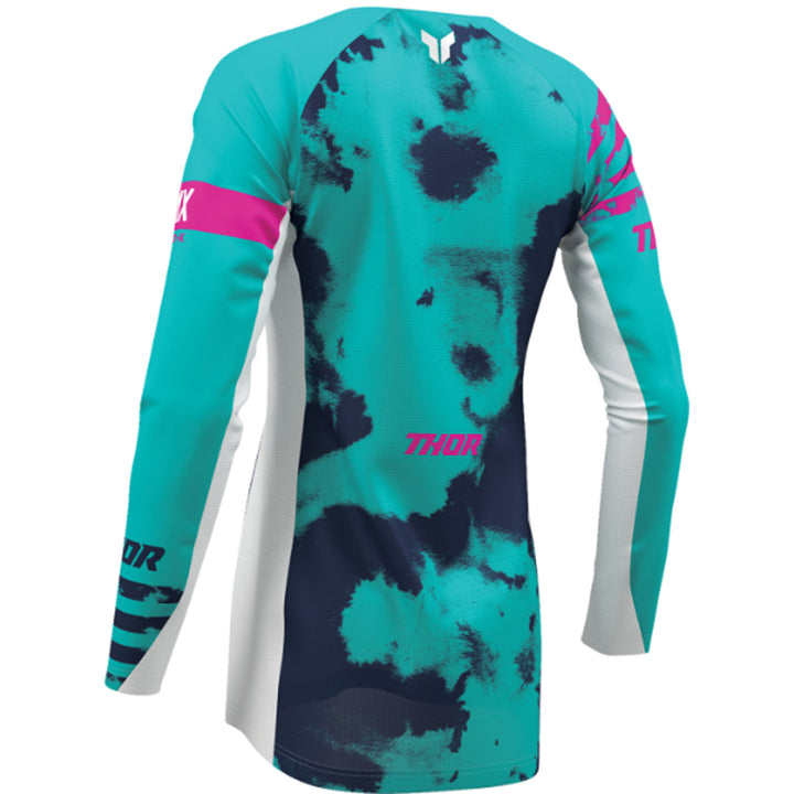 THOR Women's LAUNCHMODE Bleach Jersey White/Aqua - Rear Left Side View