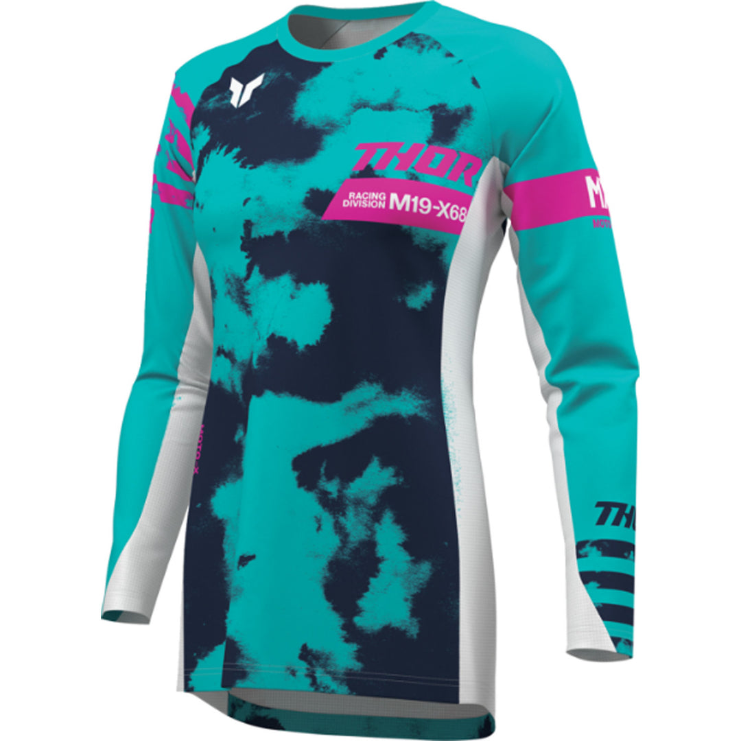 THOR Women's LAUNCHMODE Bleach Jersey White/Aqua - Front Left Side View