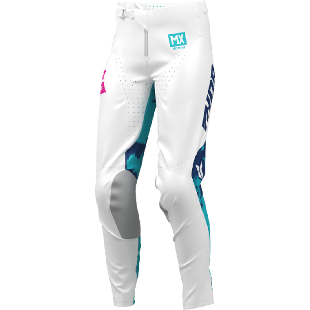 THOR Women's LAUNCHMODE Bleach Pants White/Aqua - Front Left Side View