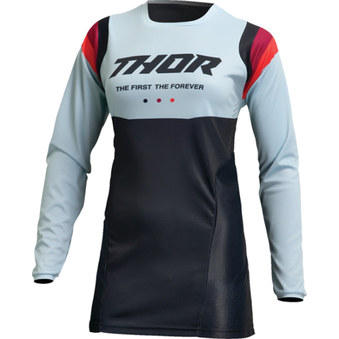 THOR Women's Pulse REV Jersey Black/Mint - Front View