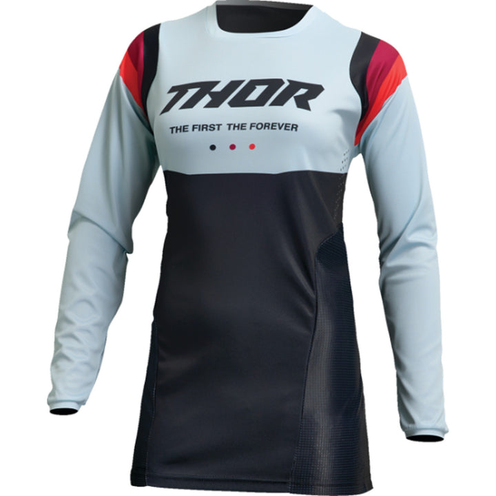 THOR Women's Pulse REV Jersey Black/Mint - Front View
