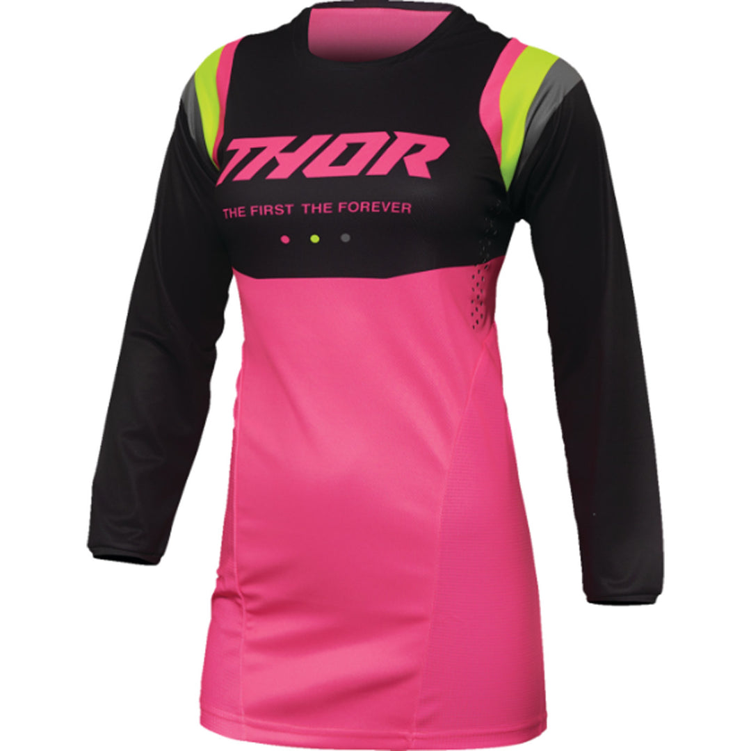 THOR Women's Pulse REV Jersey Charcoal/Pink - Front View