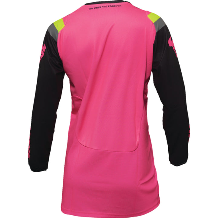 THOR Women's Pulse REV Jersey Charcoal/Pink - Rear View