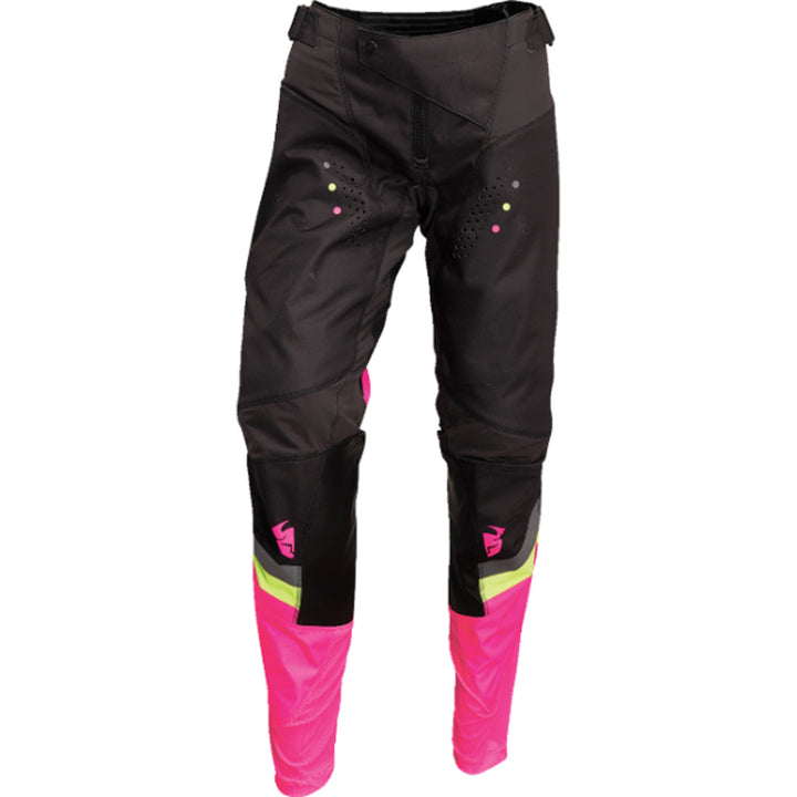 THOR Women's Pulse REV Pants Charcoal/Pink - Front View