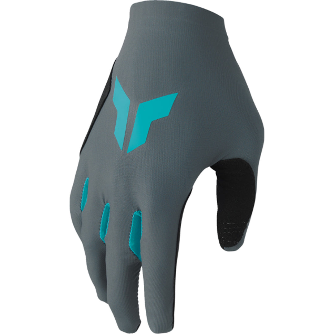 THOR Women's SPORTMODE Iconic Gloves Gray/Aqua - Back of Hand View
