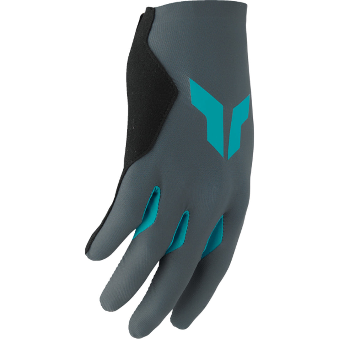 THOR Women's SPORTMODE Iconic Gloves Gray/Aqua - Side Back of Hand View