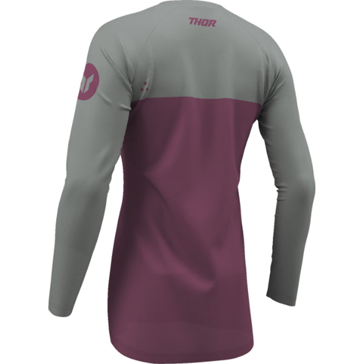 THOR Women's RIDEMODE Menace Jersey Purple/Gray - Rear Left Side View
