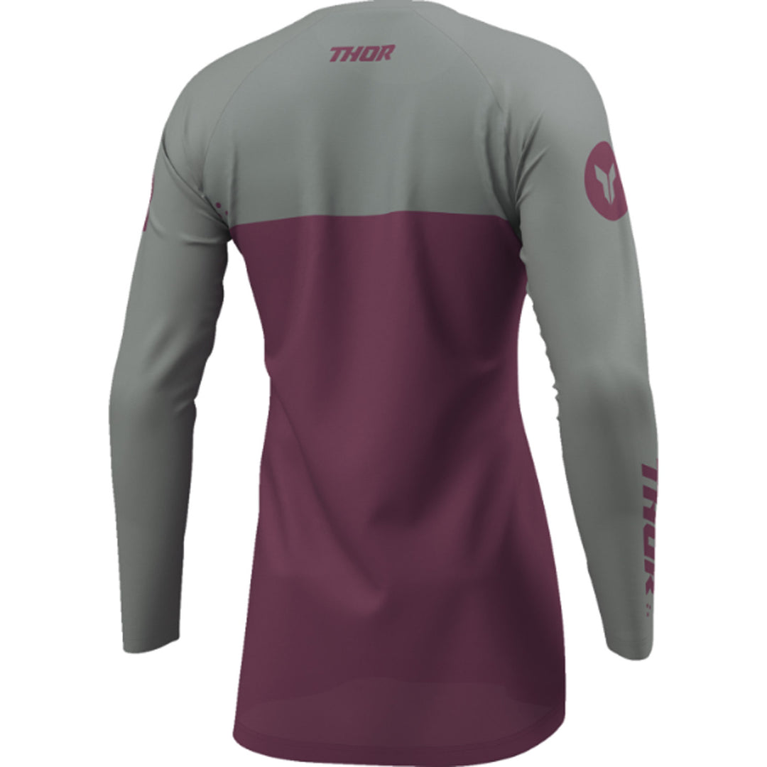 THOR Women's RIDEMODE Menace Jersey Purple/Gray - Rear Right Side View