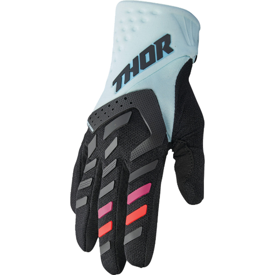 THOR Women's Spectrum Gloves Black/Light Mint - Back of Hand View